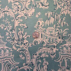 3 yards Asian Scenes Pavillion Turquoise 2016 Cotton Quilting Fabric